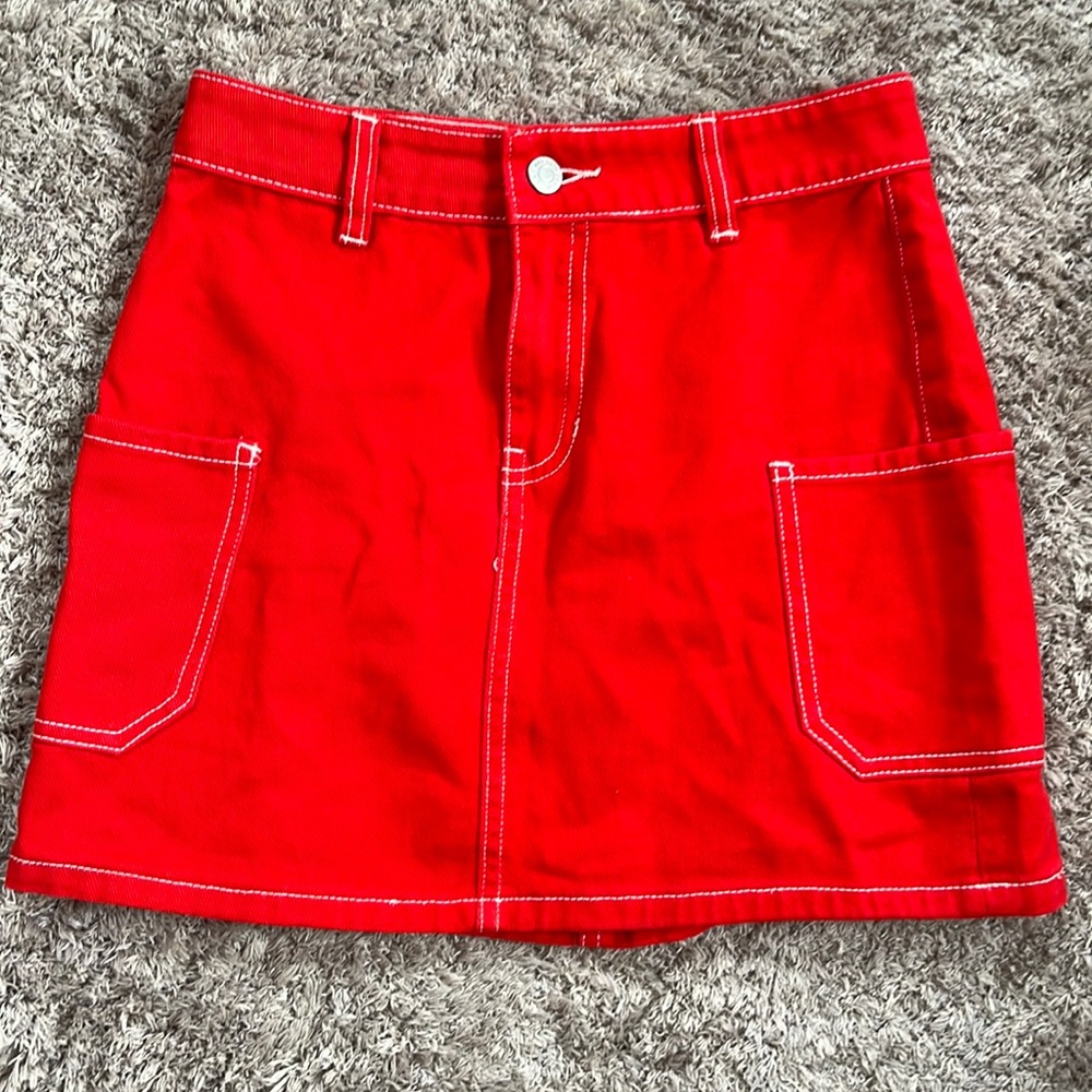 PacSun Red Jean Mini Skirt
